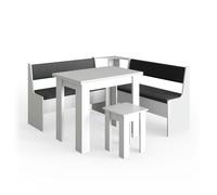 Vicco Groupe de banquettes d'angle Roman, Blanc/Anthracite, 150 x 150 cm avec Table