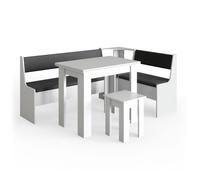 Vicco Groupe de banquettes d'angle Roman, Blanc/Anthracite, 180 x 120 cm avec Table