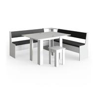 Groupe de banquettes d'angle Roman, 180x180cm avec table, Blanc, Vicco 34313