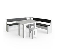 Groupe de banquettes d'angle Roman, 210 x 41.5 cm avec table, Blanc, Vicco
