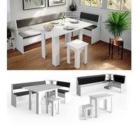 Groupe de banquettes d'angle Roman, 210x120cm avec table, Blanc, Vicco 34309