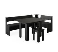 Groupe de banquettes d'angle Roman, 210x120cm avec table, Noir, Vicco 40261