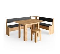 Groupe de banquettes d'angle Roman, 210x150cm avec table, Chêne de force doré, Vicco 34321