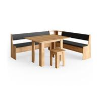 Groupe de banquettes d'angle Roman, 210x180cm avec table, Chêne de force doré, Vicco