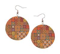 Groupe de boucles d'oreilles rondes marocaines géométriques en cuir couleur Saint-Valentin festival activités mode femme, taille unique, Simili cuir
