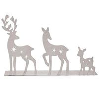 Groupe de Cerfs de Tôle Acier, de Couleur argenté 17x26x6cm