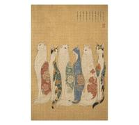Groupe de Chats avec Soleil Rouge Puzzle 1000 Pièces en Bois