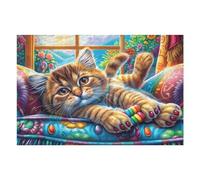 Groupe de Chats dans Le buisson de Fleurs 1000 Pieces Casse-tête Adulte en Carton Rigide sans Déformation Les Animaux de Compagnie Mignons réchauffent Le cœur Jeu De Société Famille Très Difficile Ca