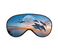 Groupe de dauphins masque de sommeil sautant avec les yeux bandés paysage scénique réglable couverture de masque pour les yeux doux super lisse pour hommes femmes voyage et sieste