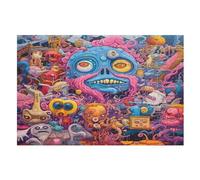 Groupe de Monstres Puzzle en Bois 1000 Pièces pour Adultes Et Enfants, Puzzles Impossible, Jeu De Patience Coloré, Jeu D'adresse pour Toute La Famille, À Partir De 12 Ans (75×50cm)