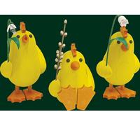 Groupe De Poussins + Fleurs 3 Pièces 13 Cm Décoration De Pâques NEU 13090