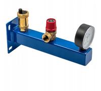 Groupe de sécurité en acier 6 bars pour ballon d’eau chaude et chauffe-eau - manomètre, soupape de sécurité 6 bars et purgeur automatique - kit d’installation complet