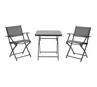 Groupe de sièges pliable 3pcs, Set de balcon Meuble de balcon 1 table+2 chaises Set de meubles de jardin Garniture de siège en métal