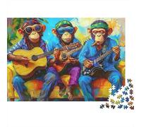 Groupe de Trois Singes Puzzle pour Adultes Puzzle 1000 Pièces Illustration Colorée Loisirs Famille Cadeau 70x50cm/1000pcs