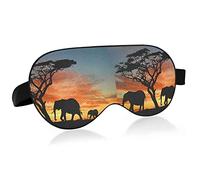 Groupe d'éléphants en Afrique Masques pour les yeux du désert Blocs de couverture Masque de sommeil léger Couverture d'ombre avec bandeau relaxant pour les yeux avec sangle de tête réglable pour homme