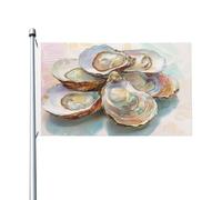 Groupe d'huîtres ouvertes - Drapeaux aquarelle pour maison - 91 x 152 cm - Bannière de vœux avec œillets - Décoration d'intérieur ou d'extérieur