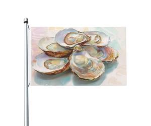 Groupe d'huîtres ouvertes - Drapeaux aquarelle pour maison - 91 x 152 cm - Bannière de vœux avec œillets - Décoration d'intérieur ou d'extérieur