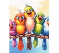 Groupe d'oiseaux colorés sur une branche 500 Pieces Casse-tête Personne Âgée En Carton Anti-Déchirure Animal sauvage et animal de compagnie Facile Débutant Thérapie Occupationnelle Anti-Stress Petit P