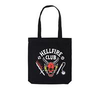 Groupe Erik - Tote Bag Stranger Things Hellfire Club | Sac en toile imprimé réutilisable | Grand sac fourre-tout pour shopping, école, voyages et cadeaux |Licence Officielle | 37 x 39 cm