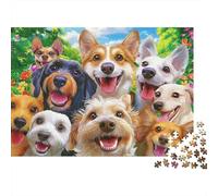 Groupe Happy Dogs Puzzles 1000 Pièces Cadeau Unique Animaux Jeu Éducatif Challenge Toy À De Qualité Supérieure Peinture Art pour Adultes Et Enfants À Partir De 12 Ans 38x26cm/1000pcs