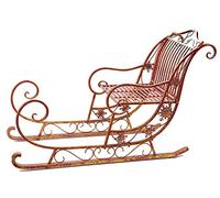 Groupe Maruccia Luge de Père Noël en métal rouge vieilli géant Décoration pour vitrines et magasins