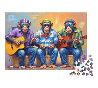 Groupe Musiciens chimpanzé Casse-tête 1000 Pièces sans Poussière, Puzzle Jeu Éducatif Décompression pour Une Activité Détente, Fun Fresent & Activités pour La Maison 70x50cm/1000pcs