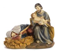PABEN Groupe Nativité crèche Marie repose Saint Joseph avec Jésus Enfant en Résine (Longueur 11,4 cm - Alt. 9,5 cm) )