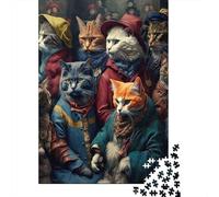 Groupe Portrait Chat 1000 Morceaux Papier Écologique Casse-tête Amateurs Puzzle Niveau Difficulté Équilibré Facile Nettoyer Divertissement Weekend 38x26cm/1000pcs