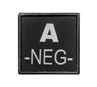 Groupe sanguin A négatif brodé sur tissu noir