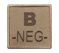 Groupe sanguin B négatif brodé sur tissu tan