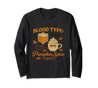 Groupe sanguin Citrouille Spice Funny Halloween Coffee Manche Longue