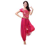 Grouptap Bollywood Indien, Plus la Taille bharatanatyam Danse du Ventre 2-Robe Costume Costume Tenue pour Les Filles des Femmes (170-180cm, 60-90kg, Rose)