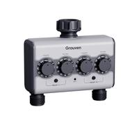Grouven Minuteur d'arrosage à double sortie en laiton - Pas de pression d'eau nécessaire - 2 zones indépendantes avec port de capteur de pluie et fonction de retard pour jardin, pelouse, parterre de