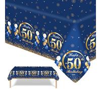 GROVBLE 2 pcs Décorations de 50e Anniversaire nappes pour Elle,Cadeau d'anniversaire,Fournitures de fête d'anniversaire pour fête d'anniversaire de 50 Ans 137 x 274 cm