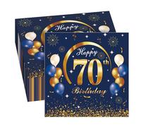 GROVBLE 40 Stück Servietten 70 Geburtstag mann,70 Geburtstagsdeko Servietten Blau,Servietten 70 Geburtstag Frau,Happy Birthday Servietten,Servietten Geburtstag,70 Geburtstag Servietten,33 x 33cm