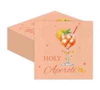 GROVBLE 80 Serviettes Holy Aperoli, Serviettes en papier 33x33 cm, décor Aperol orange citron, idéale pour fête, apéro, anniversaire, EVJF, barbecue, brunch, été et déco de table tendance