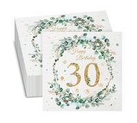GROVBLE Paquet de 40, Serviettes de 30e Anniversaire, Serviettes de Joyeux Anniversaire,pour la Décoration 30e Anniversaire Fille Garçon Fête Anniversaire, 33 x 33 cm