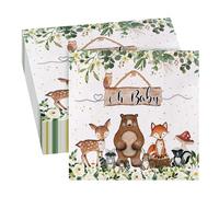 GROVBLE Serviettes Baby Shower 40 Pièces - Décoration Animalière Oh Baby - Accessoires pour Garçon et Fille - 33 x 33 cm