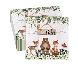 GROVBLE Serviettes Baby Shower 40 Pièces - Décoration Animalière Oh Baby - Accessoires pour Garçon et Fille - 33 x 33 cm