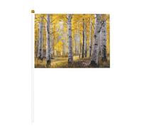 Grove Of Aspen Trees Lot de 10 petits drapeaux à main, mini drapeaux sur bâton pour fête, activités d'équipe, défilés, décoration de vacances