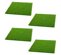 GroveEss Lot de 4 tapis de gazon artificiel de 15 x 15 cm, décoration de jardin miniature pour bricolage, maison de poupée, décoration de micro paysage