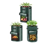 Grow Bags Set - 3 Piece 10 Gallon Reusable, Fabric Plant Pots with Handles for Easy Lifting and Strong Root Growth Support Durable Breathable Garden Bags for Long Lasting Use and Healthy Drainage