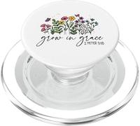 Grow in Grace 2 Peter 3:18 Papillon Floral chrétien PopSockets PopGrip pour MagSafe