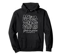 Grow In Grace Boho Floral Line Art Bible Verse chrétien Sweat à Capuche
