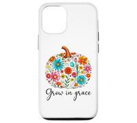 Grow in Grace Christian Pumpkin Floral Fall Bible Verse God Coque pour iPhone 12/12 Pro