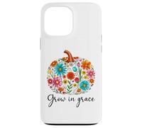 Grow in Grace Christian Pumpkin Floral Fall Bible Verse God Coque pour iPhone 13 Pro Max