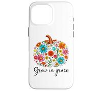 Grow in Grace Christian Pumpkin Floral Fall Bible Verse God Coque pour iPhone 16 Pro Max