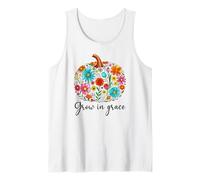 Grow in Grace Christian Pumpkin Floral Fall Bible Verse God Débardeur