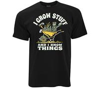 Grow Stuff and I Know Things T Shirt Gardening Farmer Flowers Crops Slogan Tee Tee Round Neck Unisex Tops Men's 100% Cotton Short-Sleeve T-Shirts M