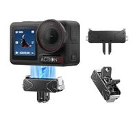 Growalleter Base magnétique à dégagement rapide pour DJI Osmo Action 5 Pro/4/3 et Osmo 360, support en alliage de zinc avec trou fileté de 6,35 mm et griffe pliable, appuyez pour verrouiller, pour